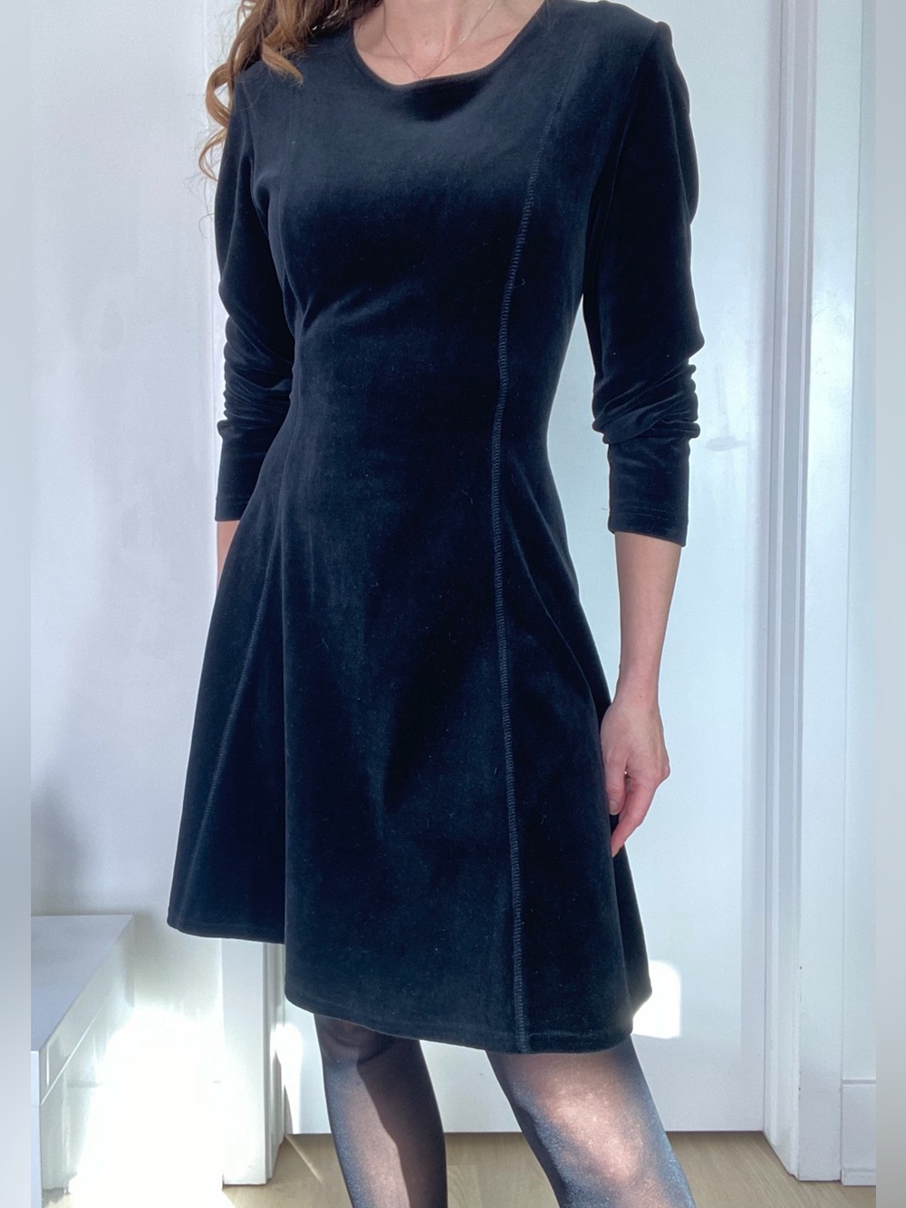 Vintage 90’s blk velvet long sleeve dress size L or plus L